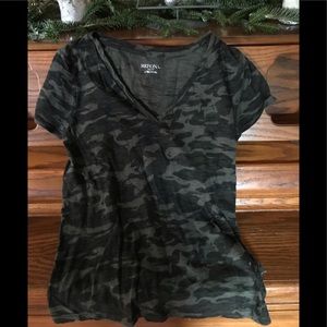 Camo V neck T-shirt